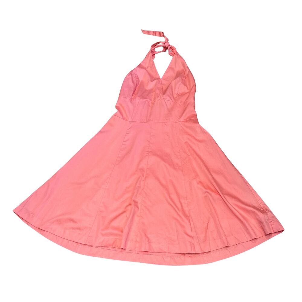 Isaac Mizrahi Target Sleeveless Halter midi Dress Coral Pink Womens 12 100Cotton